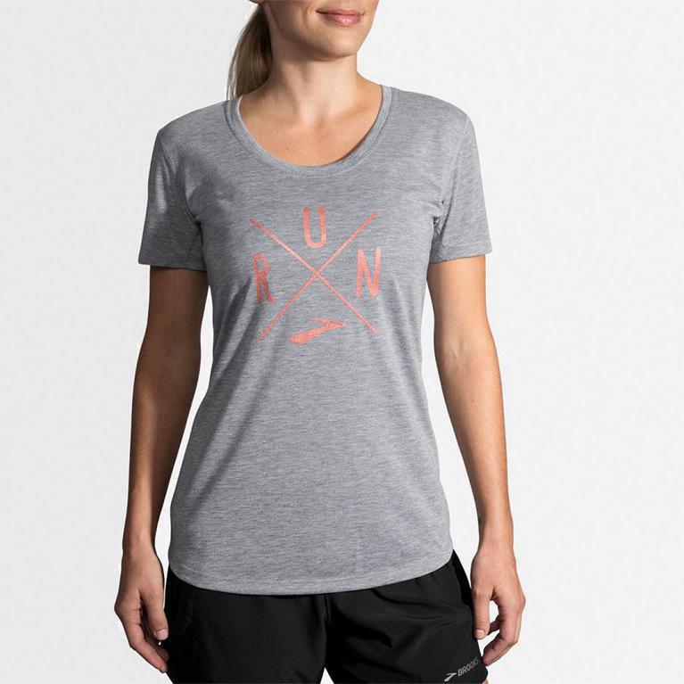 Brooks Distance Graphic Australia - Women's Running Tank Top - Grey (159328-BGI)